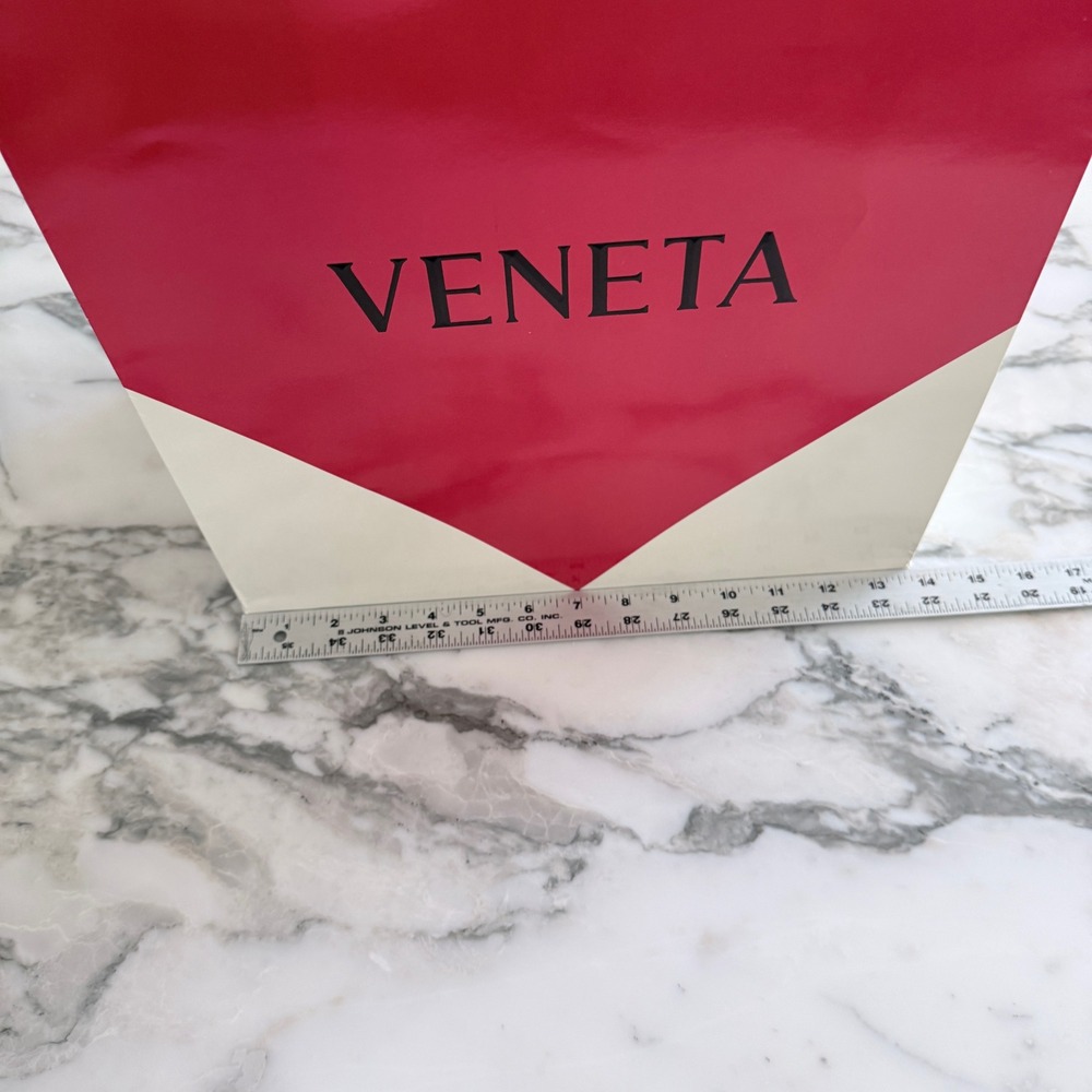 Bottega Veneta Red White Heart Shopping Bag Boutique Gift Carrier 22"x13.5"x8" - Picture 3 of 5